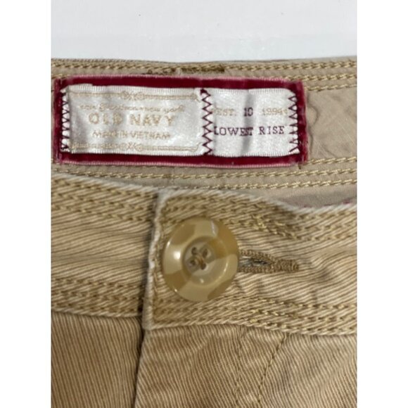 OLD NAVY Wide Leg Twill Trousers Women's 10 Regular Tan Low-Rise Button Pockets - Picture 12 of 16
